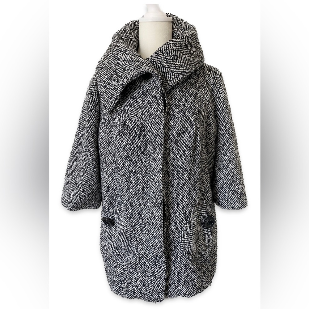 Black and White Tweed Coat